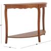 SAFAVIEH Home Collection – Christina Firewood Semicircle Console Table with Shelf, French Elegance Half Moon Design, Cabriole Leg Accent (AMH6610E)(Firewood)
