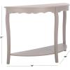 SAFAVIEH Home Collection – Christina Firewood Semicircle Console Table with Shelf, French Elegance Half Moon Design, Cabriole Leg Accent (AMH6610E)(Grey)