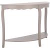 SAFAVIEH Home Collection – Christina Firewood Semicircle Console Table with Shelf, French Elegance Half Moon Design, Cabriole Leg Accent (AMH6610E)(Grey)