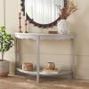 SAFAVIEH Home Collection – Christina Firewood Semicircle Console Table with Shelf, French Elegance Half Moon Design, Cabriole Leg Accent (AMH6610E)(Grey)