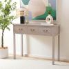 SAFAVIEH Home Collection – Cindy White Console Table with Three Drawers, French Farmhouse Storage Console, Tapered Leg Design (AMH6568C)(Grey)
