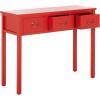 SAFAVIEH Home Collection – Cindy White Console Table with Three Drawers, French Farmhouse Storage Console, Tapered Leg Design (AMH6568C)(Red)