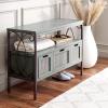 SAFAVIEH Home Collection – Joshua Ash Grey 3-Drawer Console Table with Shelf, Wicker Front Storage Drawers, Farmhouse-Inspired Accent Console for Entryway or Living Room (AMH6532B)(Ash Grey)