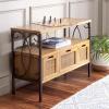 SAFAVIEH Home Collection – Joshua Ash Grey 3-Drawer Console Table with Shelf, Wicker Front Storage Drawers, Farmhouse-Inspired Accent Console for Entryway or Living Room (AMH6532B)(Oak)