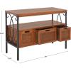 SAFAVIEH Home Collection – Joshua Ash Grey 3-Drawer Console Table with Shelf, Wicker Front Storage Drawers, Farmhouse-Inspired Accent Console for Entryway or Living Room (AMH6532B)(Pewter / Walnut)