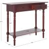 SAFAVIEH Home Collection – Rosemary Vintage Grey Console Table with Drawers & Shelf, Classic Contemporary Storage Console, Turned Leg Design (AMH5705A)(Dark Cherry)