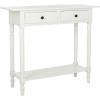 SAFAVIEH Home Collection – Rosemary Vintage Grey Console Table with Drawers & Shelf, Classic Contemporary Storage Console, Turned Leg Design (AMH5705A)(Distressed Cream)