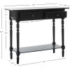 SAFAVIEH Home Collection – Rosemary Vintage Grey Console Table with Drawers & Shelf, Classic Contemporary Storage Console, Turned Leg Design (AMH5705A)(Distressed Black)