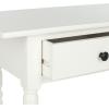 SAFAVIEH Home Collection – Rosemary Vintage Grey Console Table with Drawers & Shelf, Classic Contemporary Storage Console, Turned Leg Design (AMH5705A)(Distressed Cream)