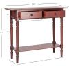 SAFAVIEH Home Collection – Rosemary Vintage Grey Console Table with Drawers & Shelf, Classic Contemporary Storage Console, Turned Leg Design (AMH5705A)(Red)