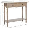 SAFAVIEH Home Collection – Rosemary Vintage Grey Console Table with Drawers & Shelf, Classic Contemporary Storage Console, Turned Leg Design (AMH5705A)(Vintage Grey)