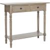 SAFAVIEH Home Collection – Rosemary Vintage Grey Console Table with Drawers & Shelf, Classic Contemporary Storage Console, Turned Leg Design (AMH5705A)(Vintage Grey)