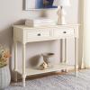 SAFAVIEH Home Collection – Tate Distressed White 2-Drawer Console Table with Shelf, Turned Leg Farmhouse Accent Console for Entryway or Living Room (CNS5720A)(Distressed / White)