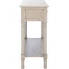 SAFAVIEH Home Collection – Tate Distressed White 2-Drawer Console Table with Shelf, Turned Leg Farmhouse Accent Console for Entryway or Living Room (CNS5720A)(Greige)