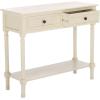 SAFAVIEH Home Collection – Tate Distressed White 2-Drawer Console Table with Shelf, Turned Leg Farmhouse Accent Console for Entryway or Living Room (CNS5720A)(Distressed / White)