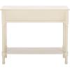 SAFAVIEH Home Collection – Tate Distressed White 2-Drawer Console Table with Shelf, Turned Leg Farmhouse Accent Console for Entryway or Living Room (CNS5720A)(Distressed / White)