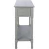 SAFAVIEH Home Collection – Tate Distressed White 2-Drawer Console Table with Shelf, Turned Leg Farmhouse Accent Console for Entryway or Living Room (CNS5720A)(Distressed / Grey)