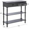 SAFAVIEH Home Collection – Vintage White Console Table with Drawers & Shelves, Coastal Cottage Storage Console, Spindle Leg Design (AMH5732B)(Grey)