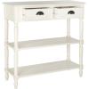 SAFAVIEH Home Collection – Vintage White Console Table with Drawers & Shelves, Coastal Cottage Storage Console, Spindle Leg Design (AMH5732B)(White)