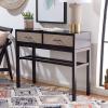 SAFAVIEH Home Collection Ajana Distressed White 2-Drawer Console Table(Black / Greige)