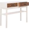 SAFAVIEH Home Collection Ajana Distressed White 2-Drawer Console Table(Distressed White / Honey)