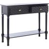 SAFAVIEH Home Collection Halton Camel Brown 2-Drawer Console Table for Living Room Foyer Bedroom Hallway Entryway Office(Black)