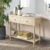 SAFAVIEH Home Collection Halton Camel Brown 2-Drawer Console Table for Living Room Foyer Bedroom Hallway Entryway Office(Natural)