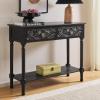 SAFAVIEH Home Collection Josie Greige 2-Drawer Console Table(Black)