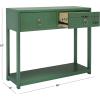 SAFAVIEH Home Collection Sadie Contemporary Turquoise Green 2-Drawer Console Table (Fully Assembled)(Turquoise)