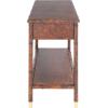 SAFAVIEH Home Collection Tudor Dark Brown/Gold 2-Drawer Lower Shelf Console Table (Fully Assembled)