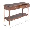 SAFAVIEH Home Collection Tudor Dark Brown/Gold 2-Drawer Lower Shelf Console Table (Fully Assembled)