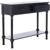 Safavieh Home Collection Ryder Distressed Grey 2-Drawer Bottom Shelf Console Table(Black)