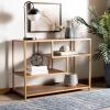 Safavieh Home Reese Mid-Century Modern Walnut and Gold Console Table(Walnut / Gold)