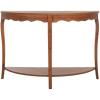SAFAVIEH Home Collection – Christina Firewood Semicircle Console Table with Shelf, French Elegance Half Moon Design, Cabriole Leg Accent (AMH6610E)(Firewood)