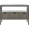 SAFAVIEH Home Collection – Joshua Ash Grey 3-Drawer Console Table with Shelf, Wicker Front Storage Drawers, Farmhouse-Inspired Accent Console for Entryway or Living Room (AMH6532B)(Ash Grey)