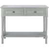 SAFAVIEH Home Collection – Tate Distressed White 2-Drawer Console Table with Shelf, Turned Leg Farmhouse Accent Console for Entryway or Living Room (CNS5720A)(Distressed / Grey)