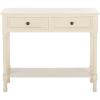 SAFAVIEH Home Collection – Tate Distressed White 2-Drawer Console Table with Shelf, Turned Leg Farmhouse Accent Console for Entryway or Living Room (CNS5720A)(Distressed / White)