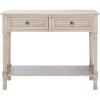 SAFAVIEH Home Collection – Tate Distressed White 2-Drawer Console Table with Shelf, Turned Leg Farmhouse Accent Console for Entryway or Living Room (CNS5720A)(Greige)