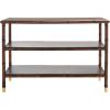 SAFAVIEH Home Collection Tudor Dark Brown/Gold 3-Shelf Console Table (Fully Assembled)