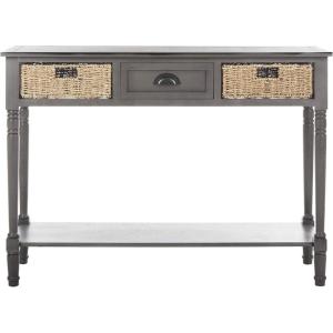 SAFAVIEH American Homes Collection Winifred Grey Wicker Console Table with Storage(Grey)