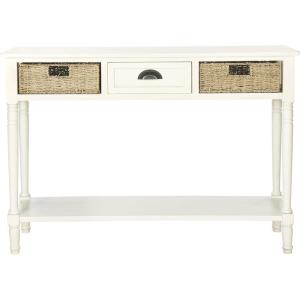 SAFAVIEH American Homes Collection Winifred Grey Wicker Console Table with Storage(White)