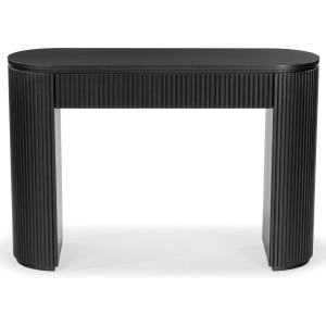 SAFAVIEH Couture Collection Rikki Walnut Brown Fluted Oval Top 1-Drawer Console Table(Black)