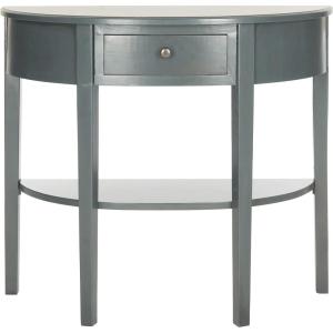 SAFAVIEH Home Collection – Abram Teal Semicircle Console Table with Drawer & Shelf, Transitional Country Console, Demilune Design (AMH6636B)(Dark Teal)