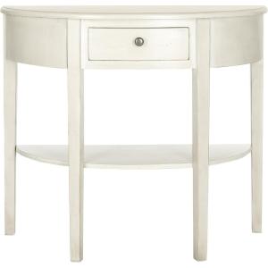 SAFAVIEH Home Collection – Abram Teal Semicircle Console Table with Drawer & Shelf, Transitional Country Console, Demilune Design (AMH6636B)(White Birch)