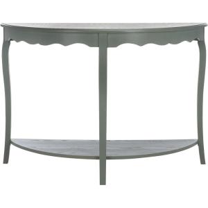 SAFAVIEH Home Collection – Christina Firewood Semicircle Console Table with Shelf, French Elegance Half Moon Design, Cabriole Leg Accent (AMH6610E)(Ash Grey)