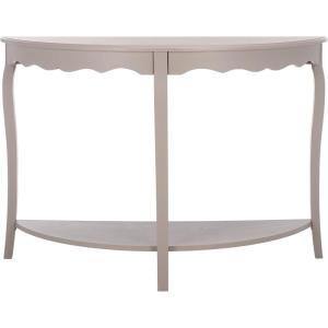 SAFAVIEH Home Collection – Christina Firewood Semicircle Console Table with Shelf, French Elegance Half Moon Design, Cabriole Leg Accent (AMH6610E)(Grey)