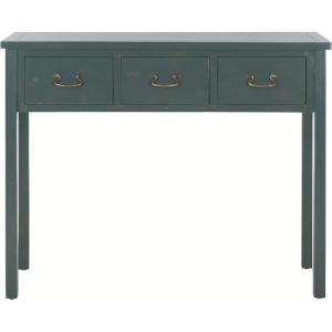 SAFAVIEH Home Collection – Cindy White Console Table with Three Drawers, French Farmhouse Storage Console, Tapered Leg Design (AMH6568C)(Dark Teal)