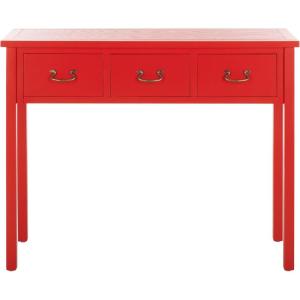 SAFAVIEH Home Collection – Cindy White Console Table with Three Drawers, French Farmhouse Storage Console, Tapered Leg Design (AMH6568C)(Red)