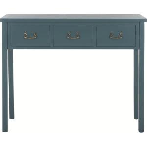 SAFAVIEH Home Collection – Cindy White Console Table with Three Drawers, French Farmhouse Storage Console, Tapered Leg Design (AMH6568C)(Teal)