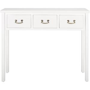 SAFAVIEH Home Collection – Cindy White Console Table with Three Drawers, French Farmhouse Storage Console, Tapered Leg Design (AMH6568C)(White)